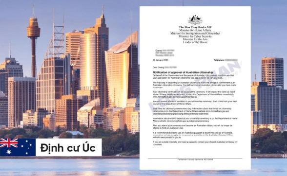 CHÚC MỪNG BẠN QUANG ĐÃ NHẬN ĐƯỢC THƯ CHẤP THUẬN CẤP QUỐC TỊCH ÚC