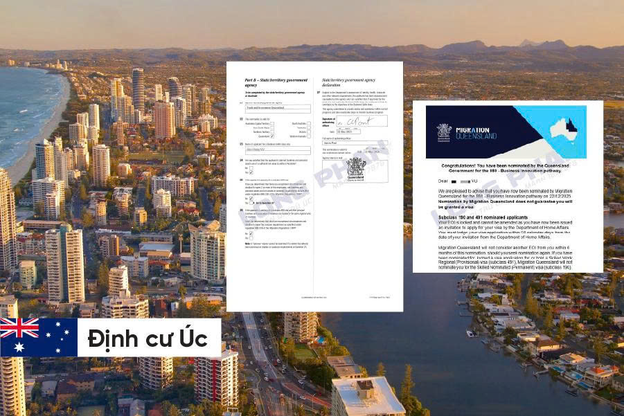 CHÚC MỪNG GIA ĐÌNH CHỊ HƯƠNG NHẬN THƯ BẢO LÃNH VISA THƯỜNG TRÚ 888A - DIỆN KINH DOANH ĐỔI MỚI – TIỂU BANG QUEENSLAND