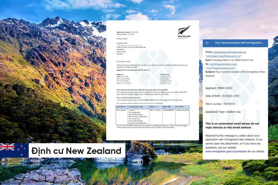 CHÚC MỪNG CHỊ MINH NHẬN THƯ CHẤP THUẬN BAN ĐẦU (APPROVAL IN PRINCIPLE) CHƯƠNG TRÌNH ACTIVE INVESTOR PLUS NEW ZEALAND – 5 TRIỆU NZD (GROWTH CATEGORY)