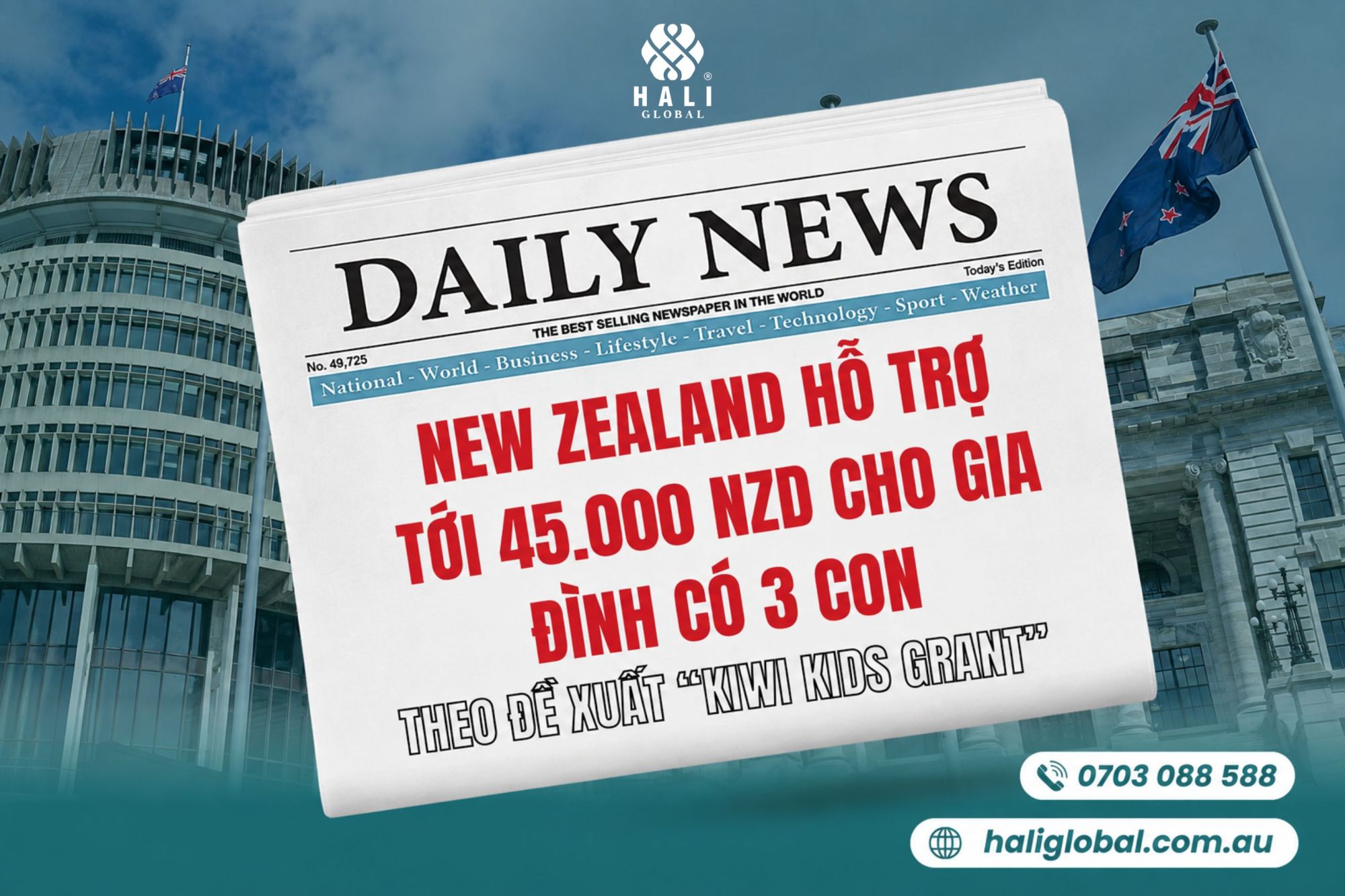 KIWI KIDS GRANT NEW ZEALAND: ĐỀ XUẤT HỖ TRỢ TỚI 45.000 NZD CHO GIA ĐÌNH CÓ 3 CON